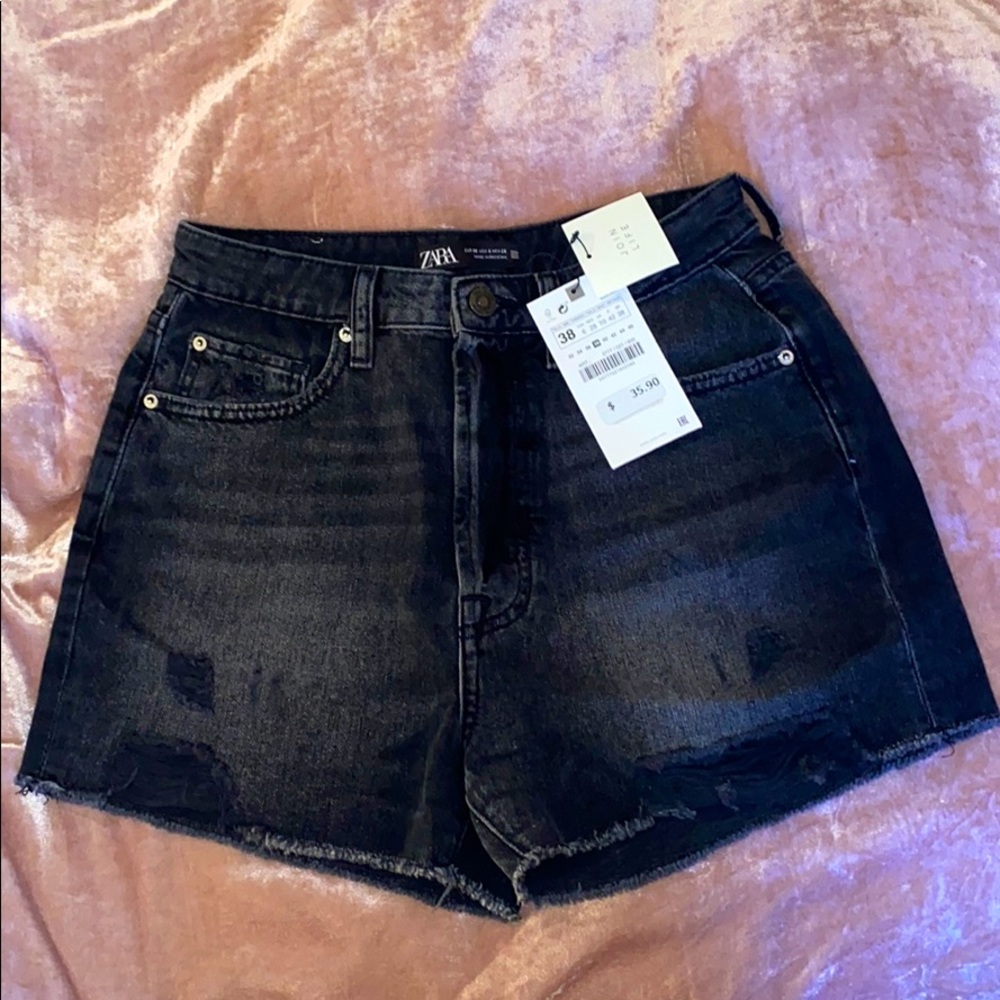 Zara High Rose Jean Shorts